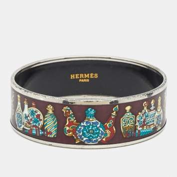 Pre Owned Hermes Enamel Palladium Plated Bangle Bracelet