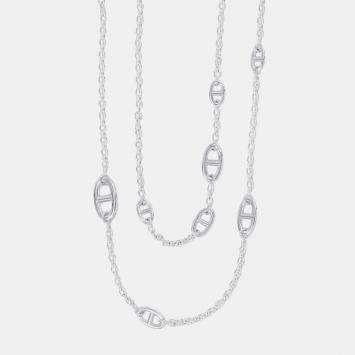 Pre Owned Hermes Chaine D'Ancre Sv925 Farandole Necklace Size 63" 