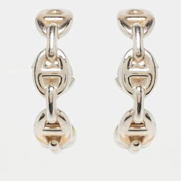 Pre Owned Hermes Chain d'Ancre Sterling Silver Earrings