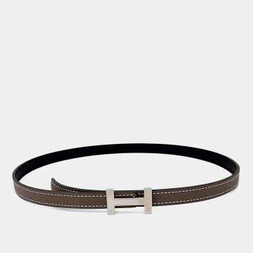Pre Owned Hermes Leather Brown H Reversible Belt