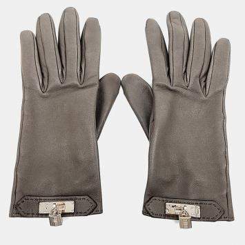 Pre Owned Hermes Grey Leather Gloves