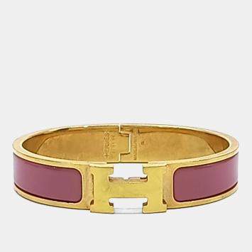 Pre Owned Hermes Gold Plated Enamel Clickash