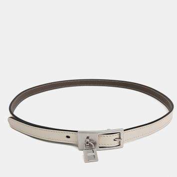 Pre Owned Hermes Etoupe Lucky 15 Reversible Belt
