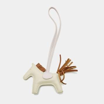 Pre Owned تميمة هيرميس ميلو جلد وشعر حصان نوير/منت/ماغنوليا روديو بنك صغيرة