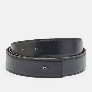 Pre Owned Hermès 85CM Waist Belt Strap Black/Dark Chocolat Swift and Box Leather 