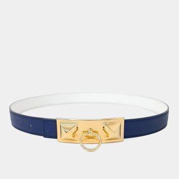 Pre Owned Hermes Medore Blue Leather Belt (R)