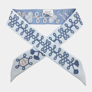 Pre Owned Hermes Twilly Blue Silk Scarf
