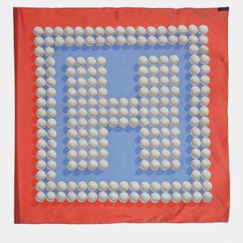 Pre Owned Hermes Blue, Pink, White Silk Balles De Golf Scarf