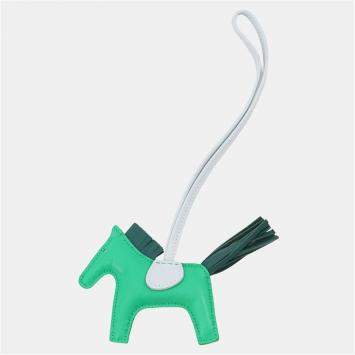 Pre Owned Hermes Rodeo Menthe/Malachite/Blue Brume Lambskin Size Pm