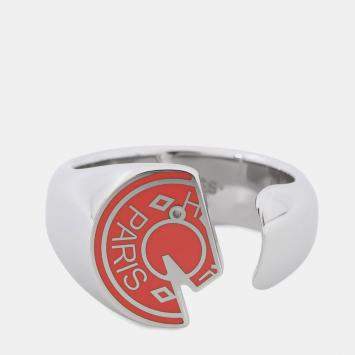 Pre Owned Hermes Carrousel Ring Size T58 Orange Field Metal