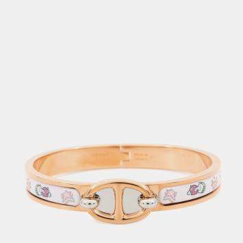 مملوكة مسبقًا Hermes Mini Clic Chaine D'Ancre Funny Ice Cream Pink Metal Enamel