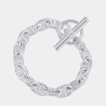 Pre Owned Hermes Chaine D'Ancre Bracelet 16 Frames Size Pm Sv925
