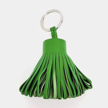 Pre Owned Hermes Carmen Green Leather Tassel Keyring
