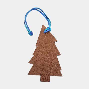 Pre Owned Hermes Petit H Petit Hache Brown Leather Christmas Bag Charm