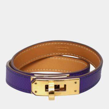 مملوكة مسبقًا سوار هيرمس كيلي دابل تور بيربل إبسم ذهبي