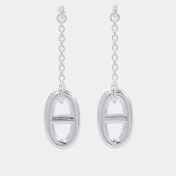 Pre Owned Hermes Chaine D'Ancre Farandole Earrings Size Mm Sv925