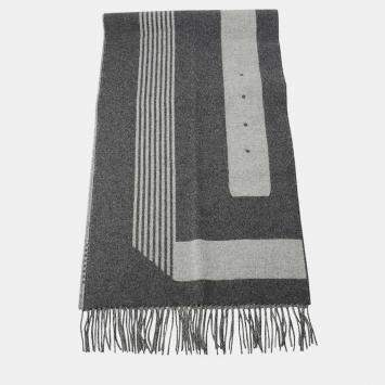 مملوكة مسبقًا Hermes Scarf Angle A Boucle Antogracito/Gris Clair  
