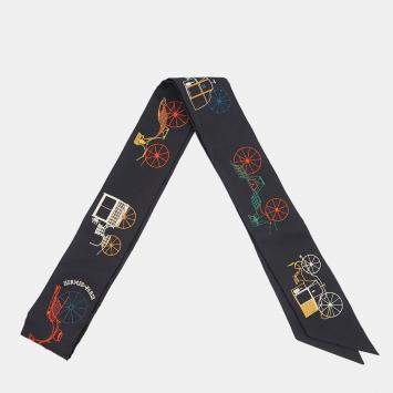 مملوكة مسبقًا Hermes Twilly Long Twilly Long "A To Berlin" Autumn/Winter 2025 Blue Noir/Multicolor Silk