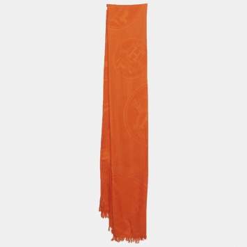 مملوكة مسبقًا Hermes Orange Cashmere Blend New Libris Stole