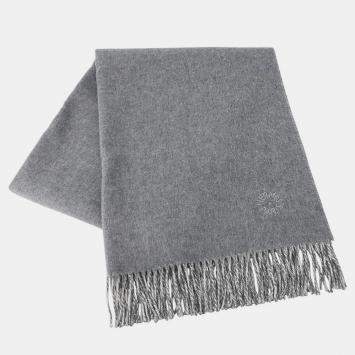 مملوكة مسبقًا وشاح هيرمس وجهين فلانيل رمادي / ساحل العاج كشمير 100%