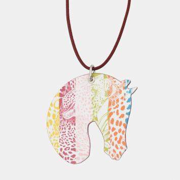 Pre Owned Hermes Tattersall Tattoo Necklace Size Gm Rouge Grenat Lacquer Swift Leather