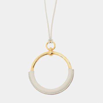 Pre Owned Hermes Loop Grand Necklace Beton Swift Leather Metal