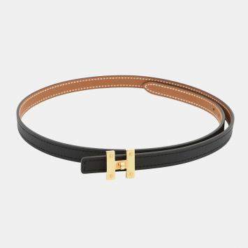 مملوكة مسبقًا Hermes Mini H Kelly Belt Size 70 Black/Gold Swift Leather Epsom