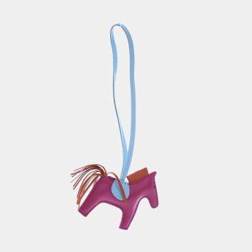 Pre Owned Hermes Rose Pourpre Milo Lambskin Rodeo Charm PM