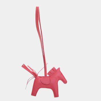 Pre Owned Hermes Rose Azalee Milo Lambskin Rodeo Charm PM