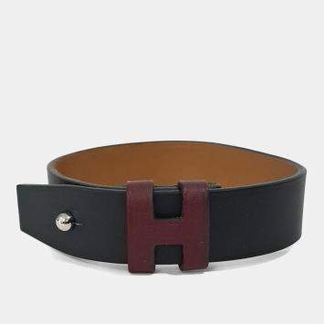 Pre Owned Hermes Leather Black/Brown Strap Bracelet