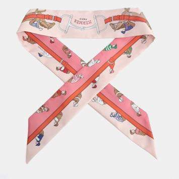 Pre Owned Hermès Multicolor Pink Silk Twilly 