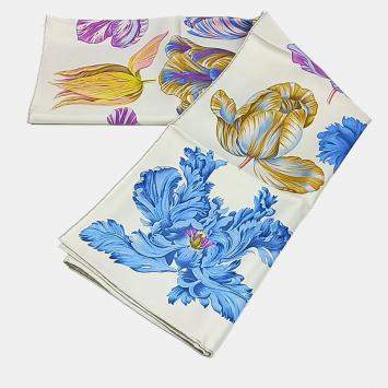 Pre Owned Hermes Tulipomanie Multicolor Silk Scarf