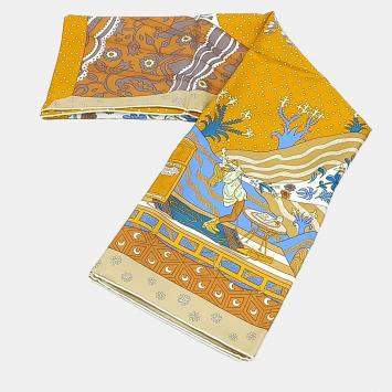 Pre Owned Hermes Le Premier Chant Yellow/Multicolor Silk Scarf 