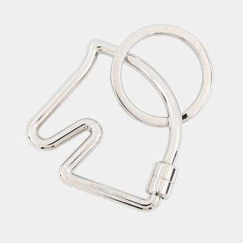 Pre Owned Hermes Cheval Key Ring Silver Metal