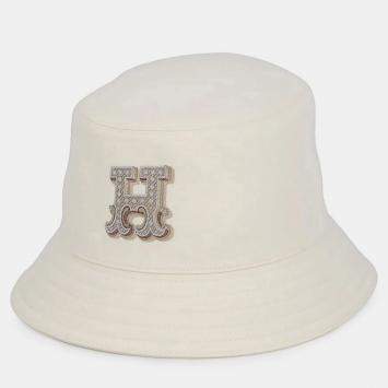 Pre Owned Hermes Harper Bucket Hat Size 57 Blanc Lotus Cotton