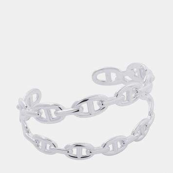 Pre Owned Hermes Chaine D'Ancre Double Bangle Size Lg Sv925