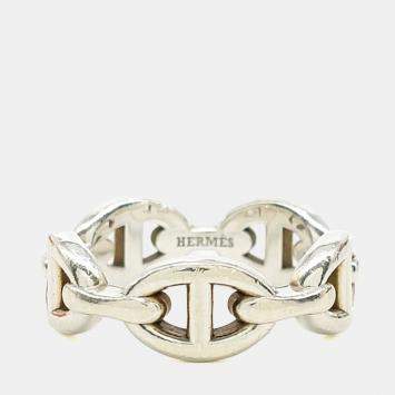 Pre Owned Hermès silver Chandal ring