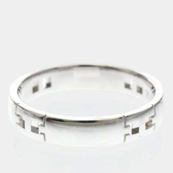 Pre Owned Hermes  Ever Herakles 18k White Gold Women's Band Ring EU 49