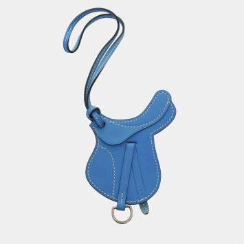 Pre Owned Hermes Paddock Selle Blue Leather Charm