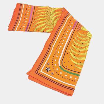 Pre Owned Hermès Orange Multicolor Silk scarf