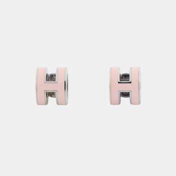 Pre Owned Hermes Pop Ash Earrings Size Mini Pink Metal Lacquer