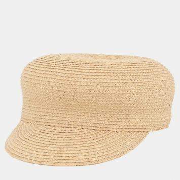 Pre Owned Hermes Garate Cap Size 57 Beige Raffia100%