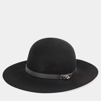 Pre Owned Hermes Hat Kelly Buckle Size 57 Blackh192002Nb1D57 Felt100%