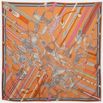مملوكة مسبقًا Hermés Orange Concours d'Etriers Silk Carré Scarf 