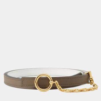 Pre Owned Hermes Carrousel Belt Size 75 Beige Dweimar/White Swift Leather Epsom
