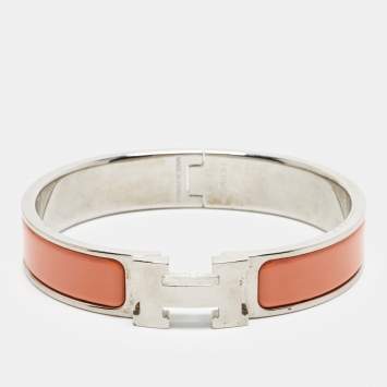 Pre Owned Hermes Clic H Enamel Palladium Plated Bracelet