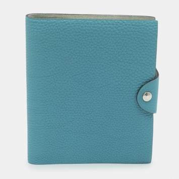 Pre Owned Hermès Ulysse PM Turquoise Blue Togo Leather Notebook