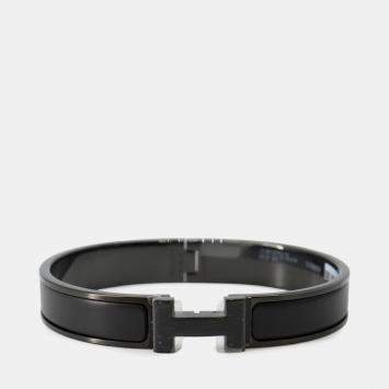 مملوكة مسبقًا Hermes Clic H PM Black Matt Metal Bracelet