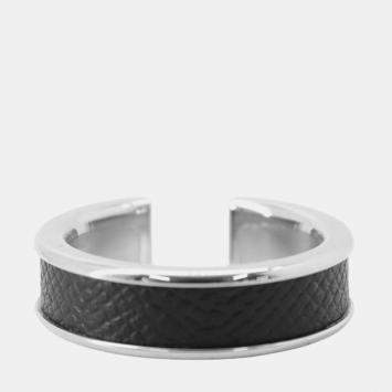 مملوكة مسبقًا Hermes Athena 57 Black Veau Madame Leather Metal Ring