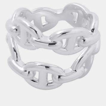 مملوكة مسبقًا Hermes Chaine d'Ancre Double Row Size 49 Silver Women's Ring